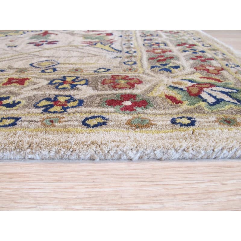 Ivory Hand-Tufted Wool Traditional Morris Rug, 7'9 x 9'9, Soft and Durable Home Rug - L