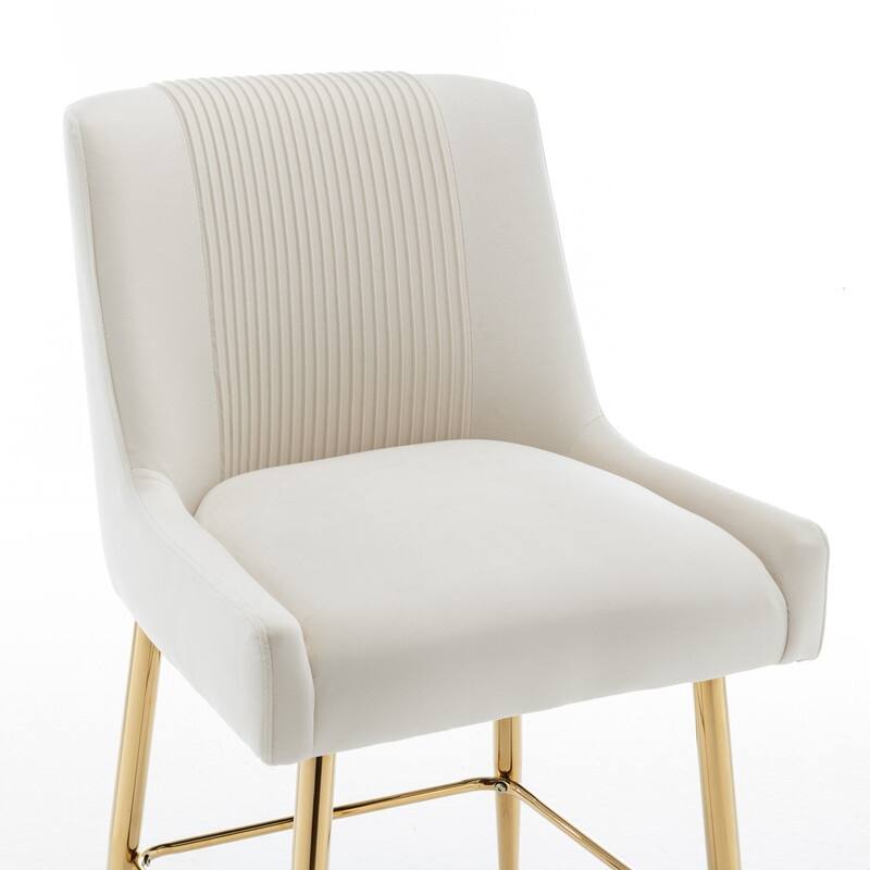 SEYNAR Modern Velvet 39'' H Metal Leg Counter or Bar Stools Set of 4