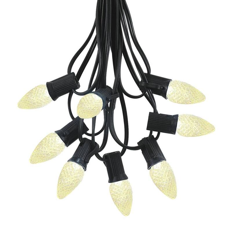 25 Foot C7 LED Christmas Light Set, Hanging String Lights, Black Wire - Clear