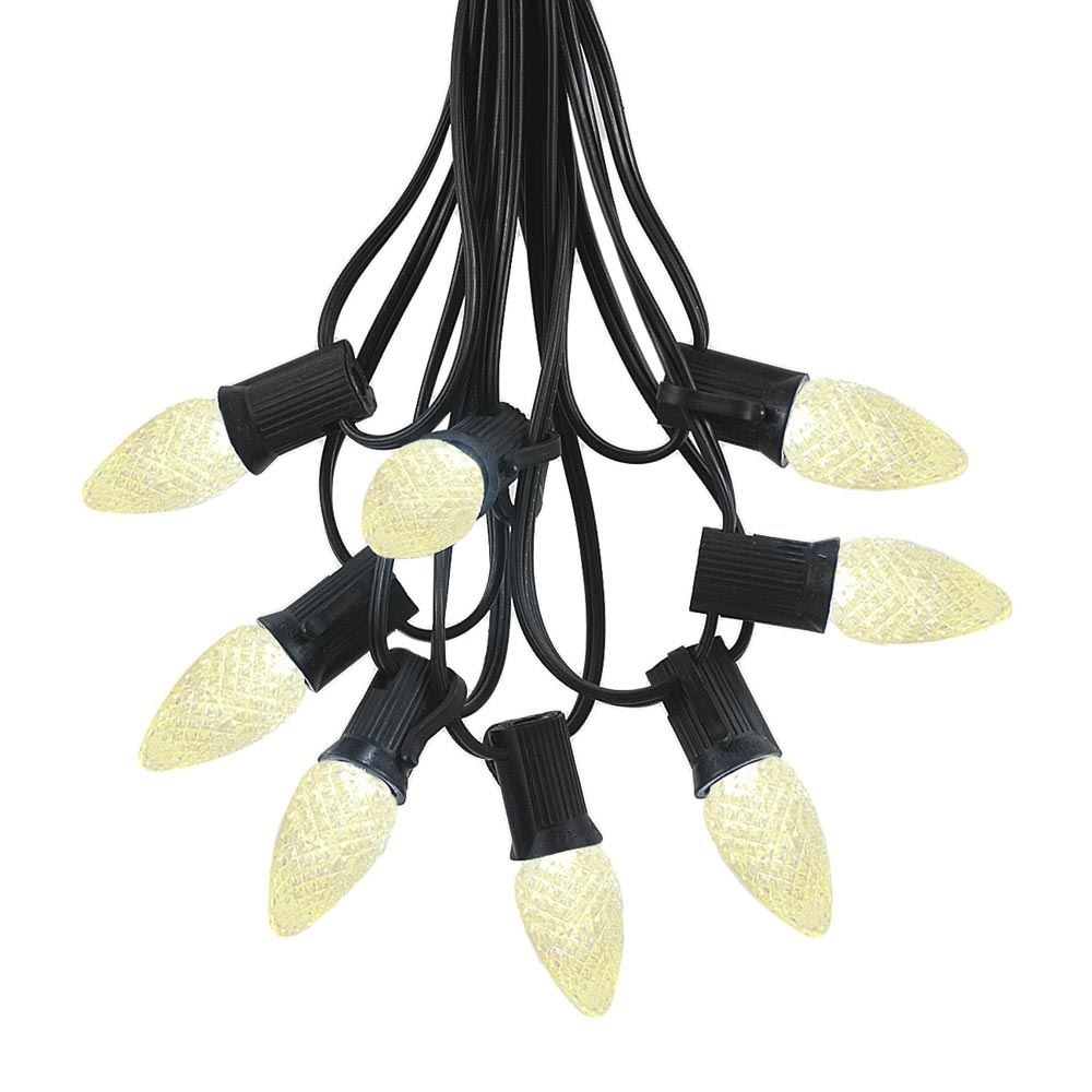 25 Foot C7 LED Christmas Light Set, Hanging String Lights, Black Wire