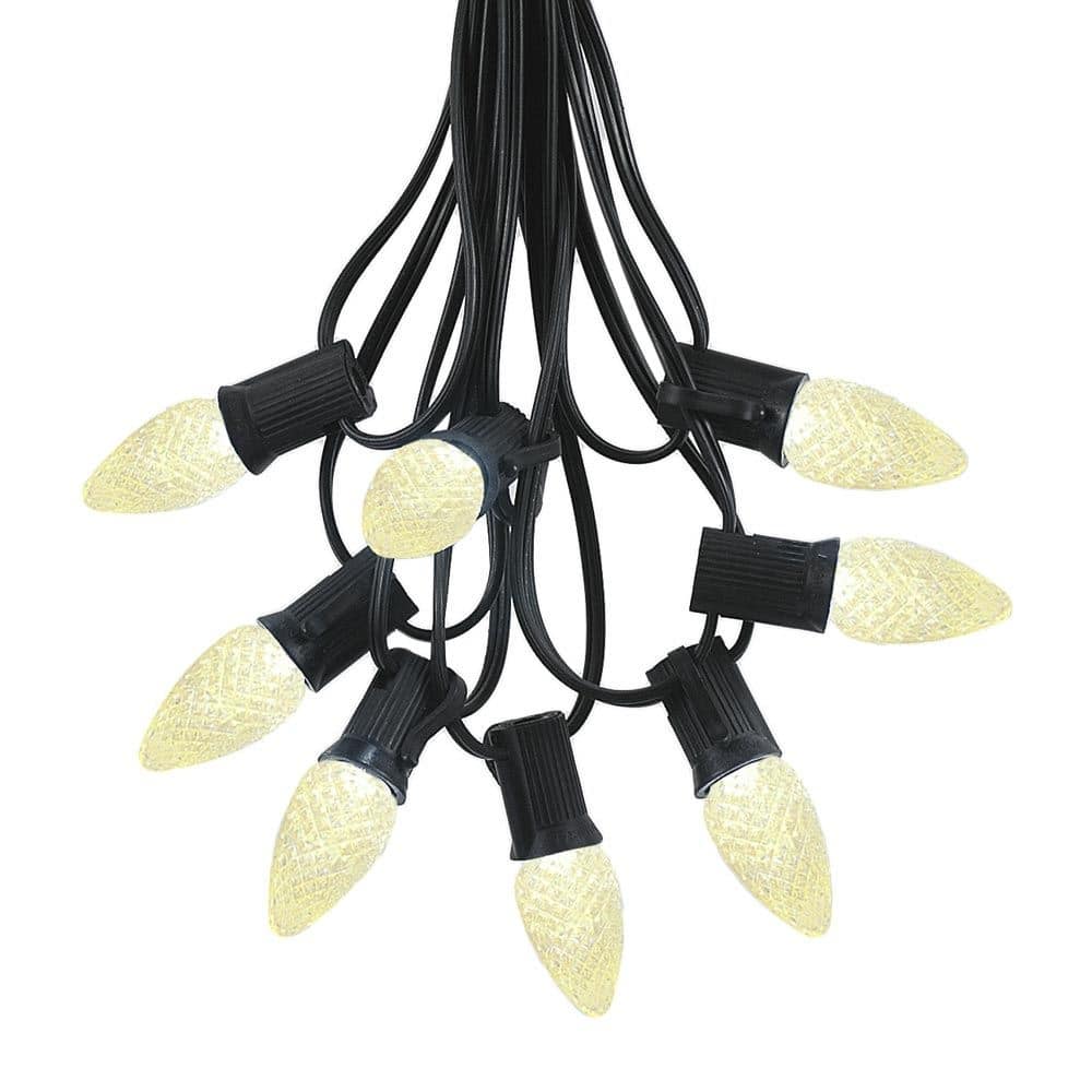 25 Foot C7 LED Christmas Light Set, Hanging String Lights, Black Wire