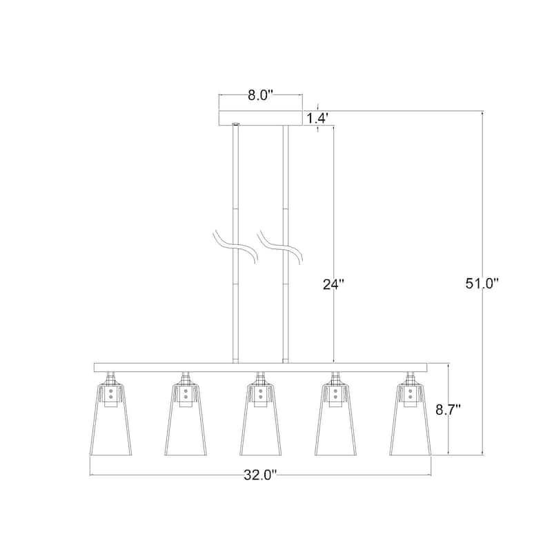 Folia 32 Inch Modern-Contem Style Matte Black with Clear Glass Ceiling Lighted Chandelier 5-Light - N/A