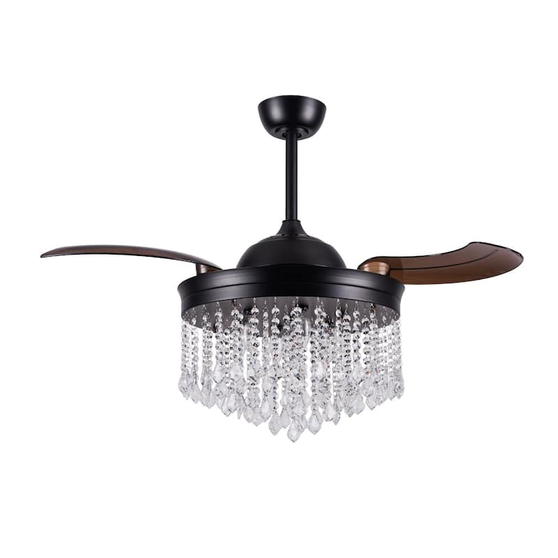 Silver Orchid Shearer 3-blade 42-inch Chrome/Crystal Ceiling Fan Chandelier