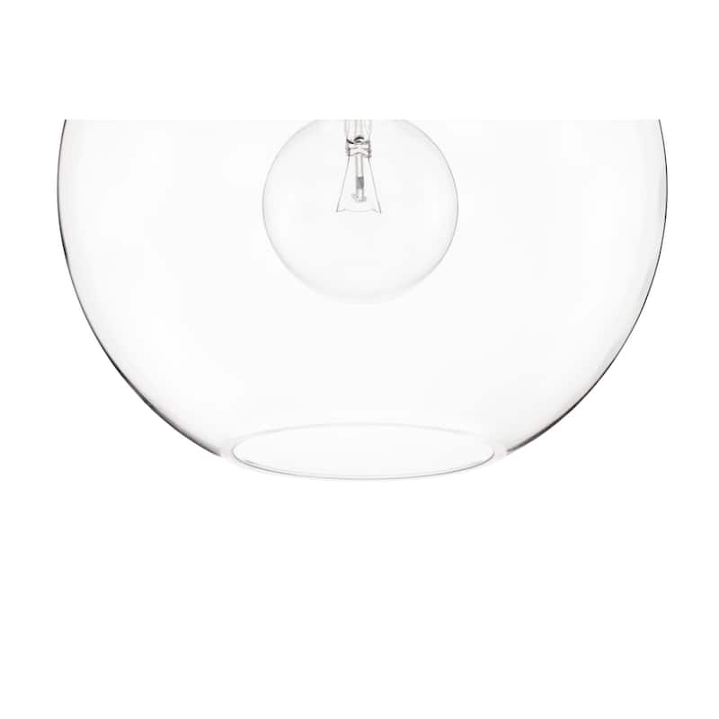 Brushed Nickel 1-Light 10 Inch Globe Shaped Clear Glass Pendant