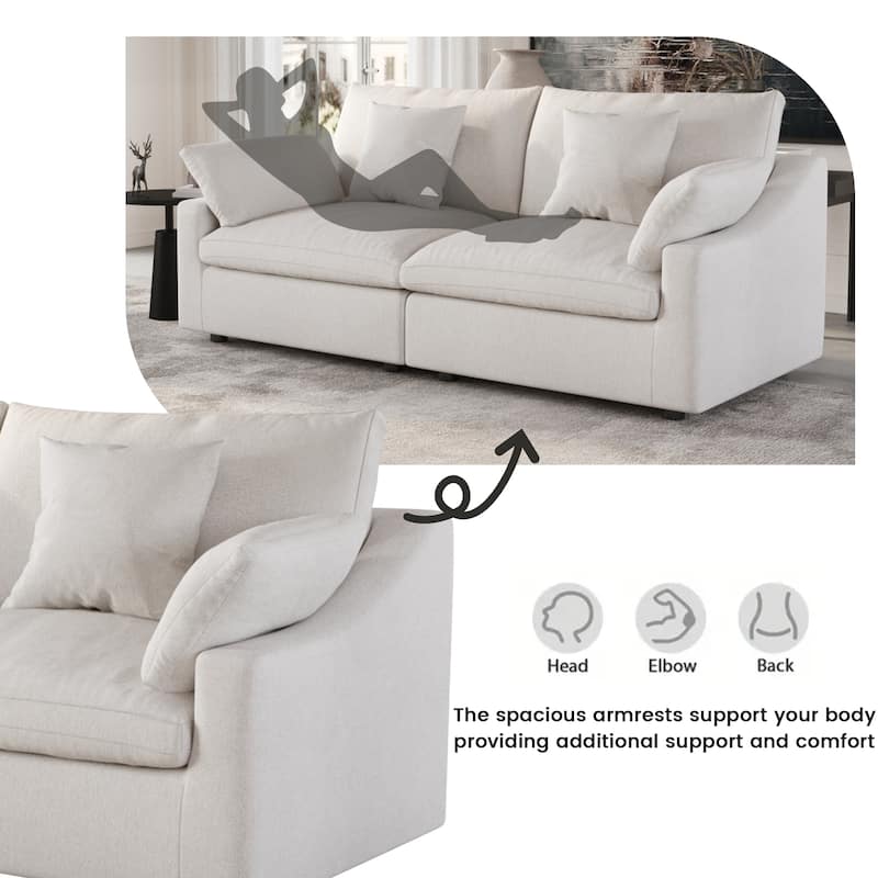 Modular Sectional Sofa Cloud Couch, 119.29" Oversized U Shaped Couch with Chaise Ottomans for Living Room