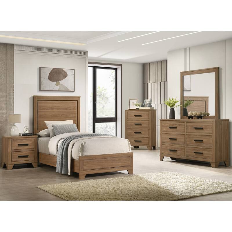 Furniture of America Nyess Modern Chestnut Brown 6-Piece Wood Kids Bedroom Set - Twin