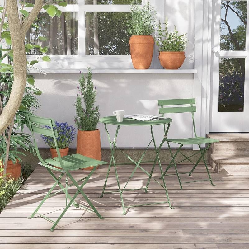 3 Piece Foldable Patio Set, Bistro Set, Outdoor Table and Chairs