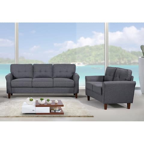 Kouchouk Tufted Mid Century 2 Piece Living Room Set- Loveseat & Sofa