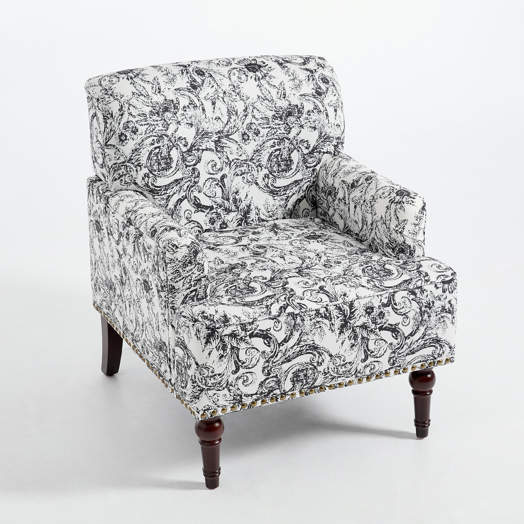 2 Set Upholstered Accent Chairs Nailhead Trim Armchairs