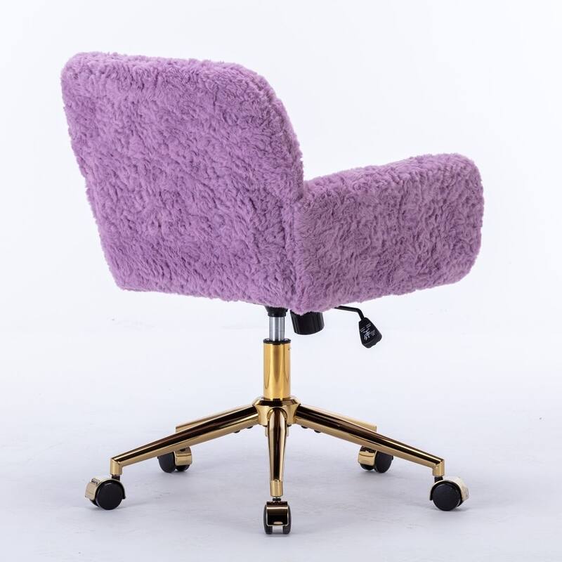 Modern Artificial Rabbit Hair Height Adjustable 360 Swivel Task Chair with Metal Base