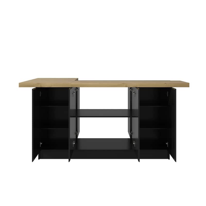 Multifunctional Kitchen Island Sociable Dining Breakfast Bar Table - 77.3"x38"