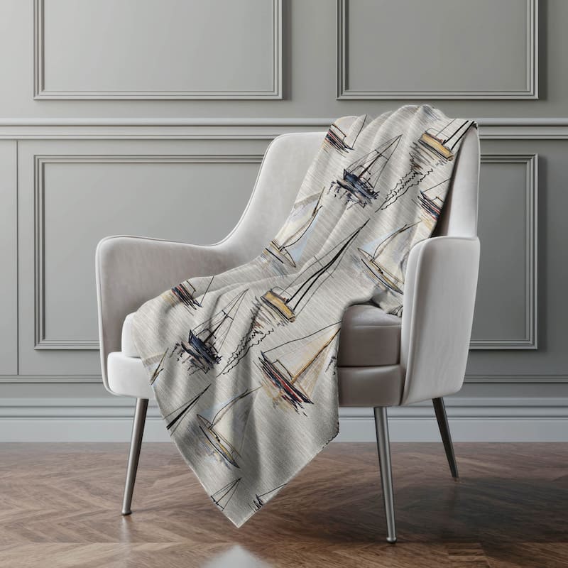 Premium Machine Washable ASB153 Coastal Sailboats Sherpa Throw Blanket