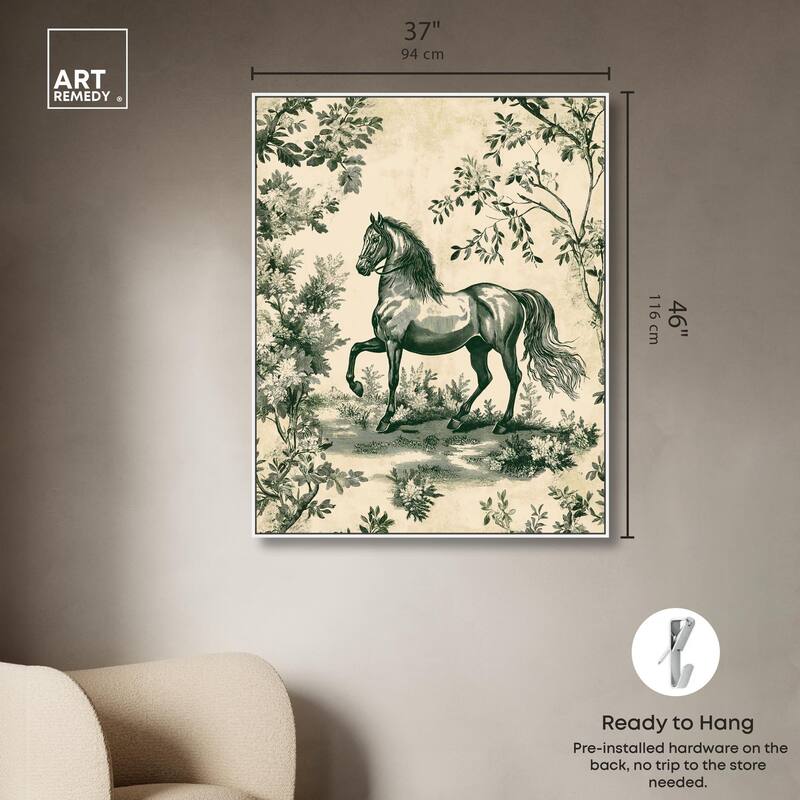 Equestrian Etching Canvas by Art Remedy