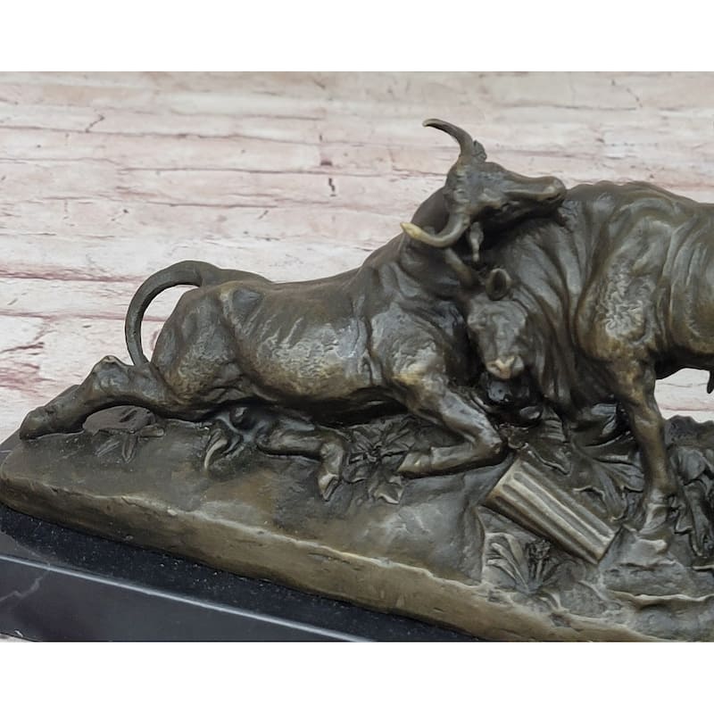 Combat De Taureaux By Clesinger Imitative Bulls Fighting Bronze Statue Sculpture 5 Inches X 10 Inches
