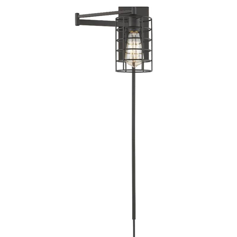 32"H Modern Plug-in Wall Sconce with LED Option and Dimmable Hanging Light Fixture Steel Frame - 32" H x 5" W x 20.75" D