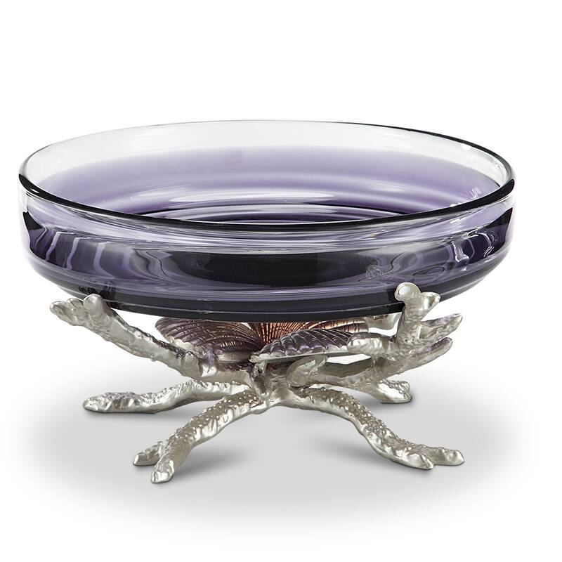Spi Aluminum Shell Bowl Holder Glass Included - 8.5 X 17 X 15.5 inches