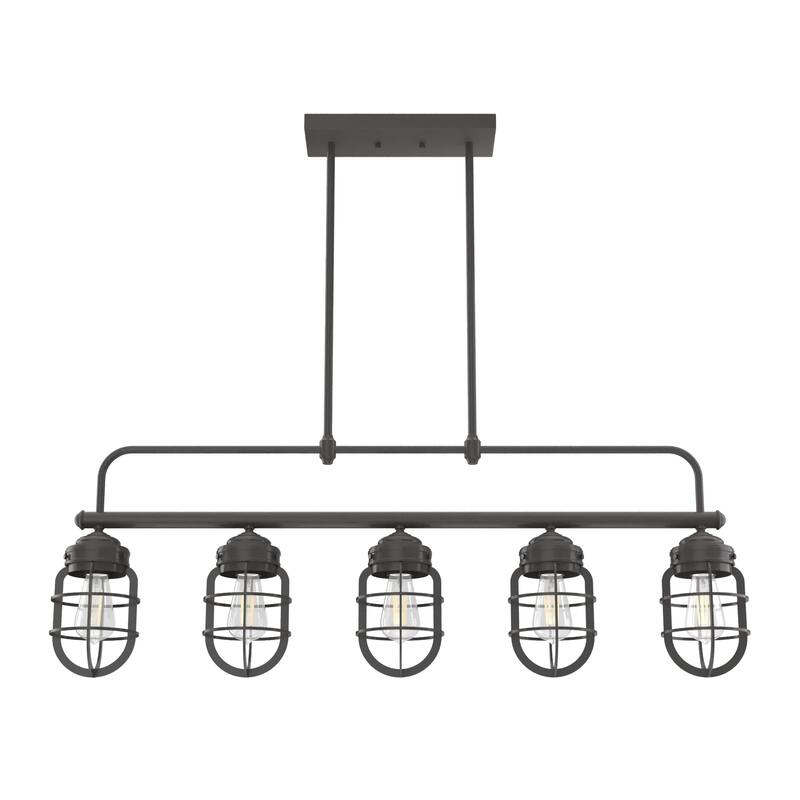 Hunter Starklake 5-Light Linear Chandelier - Kitchen Island, Dining Room - Industrial - Modern Farmhouse, Cage Design
