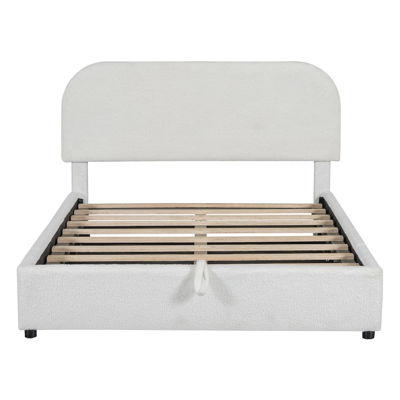 Teddy Fleece Upholstered Platform Bed with Hydraulic Storage System