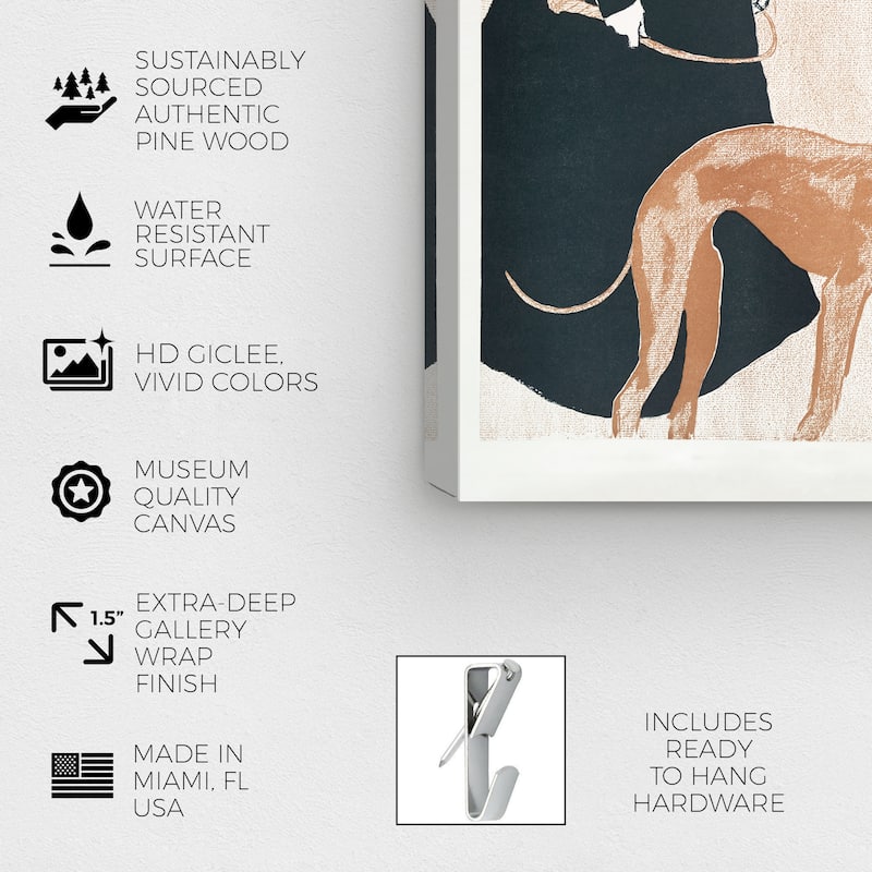 Wynwood Studio Canvas Fashion Woman with Greyhound - Edward Penfield Black and Pumpkin Modern Wall Art Canvas Print