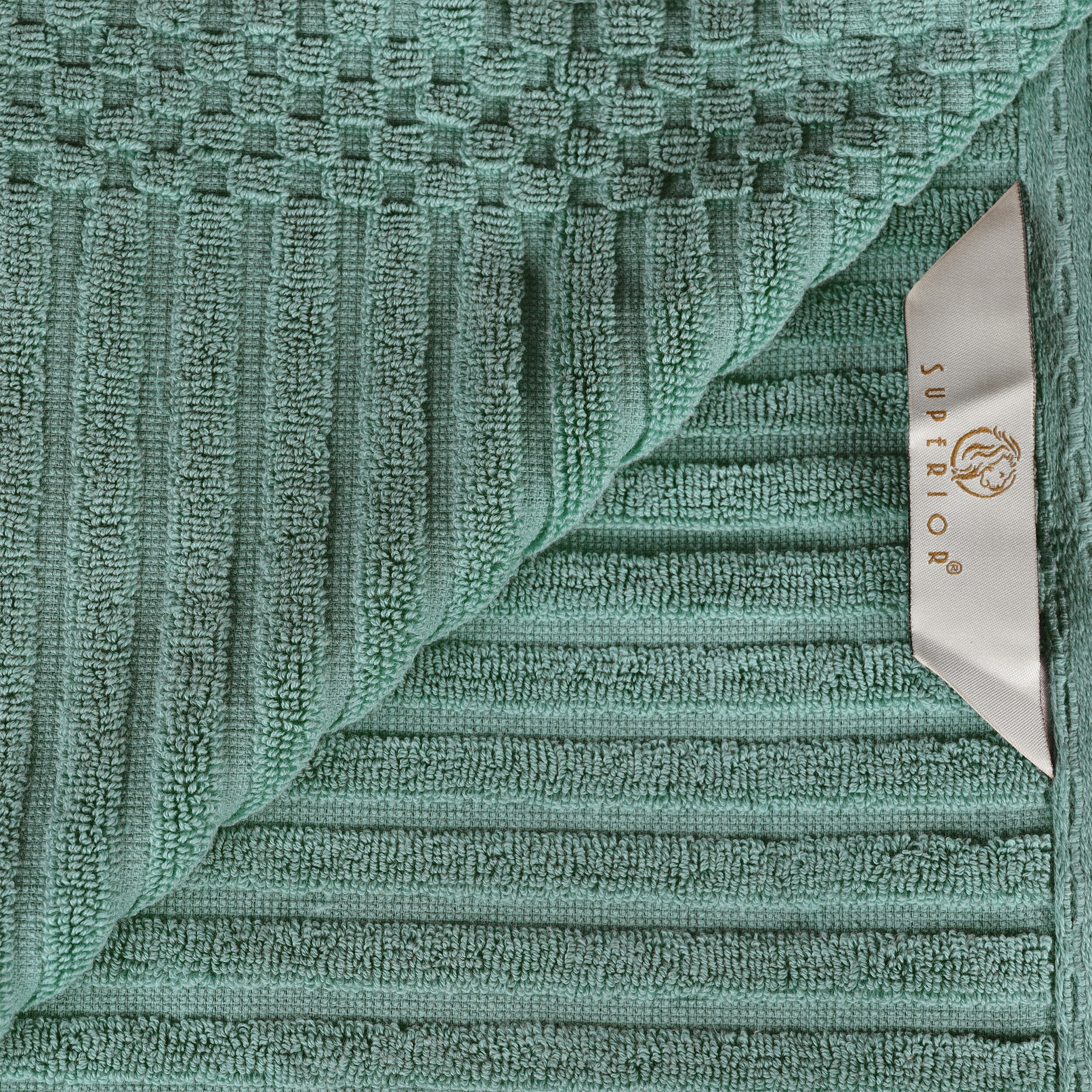 Premium 12-Piece Cotton Towel Set with Solid & Checkered Borders  -image