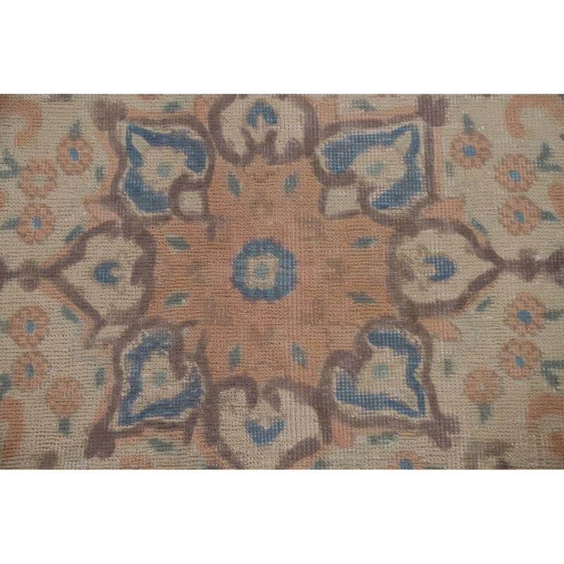 Hand Knotted Oriental 100% Wool Carpet Traditional Floral Peach Tabriz Area Rug - 13' 1'' X 9' 4''