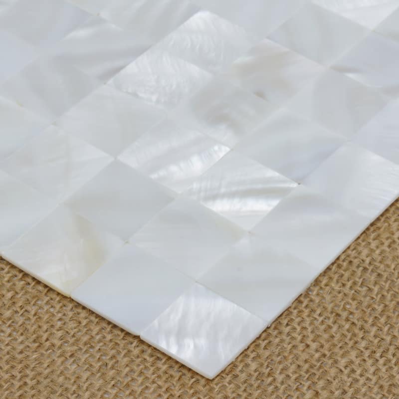 Art3d 12"x12" Mother of Pearl Tile Square White Seamless