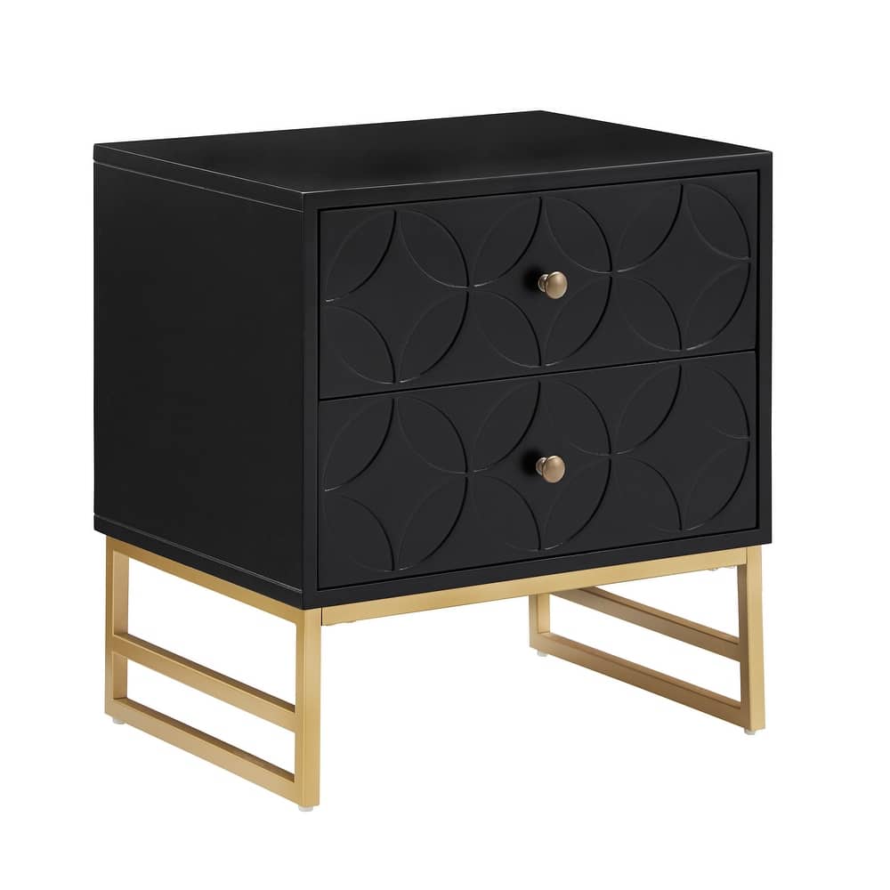 Luna Arched Diamond 2- Drawer Gold Metal End Table by iNSPIRE Q Bold