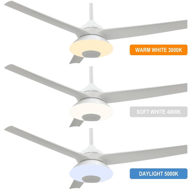 52 inch Ceiling Fan with Light and Remote, 6 Speeds Reversible Blades, Timer, Bluetooth Speaker
