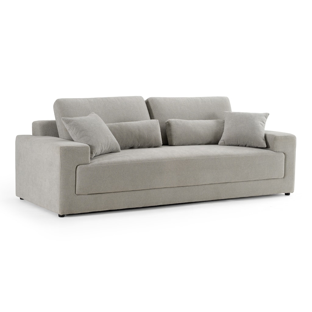 Divani Casa Loki Modern Grey Fabric 3-Seat Sofa