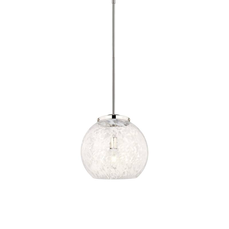 Innovations Lighting 221-1S-17-14 White Mouchette Pendant White - Polished Nickel