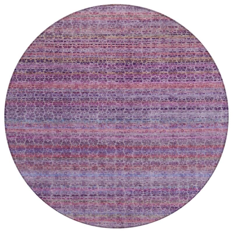 Machine Washable Indoor/Outdoor Transitional Striped Chantille Rug