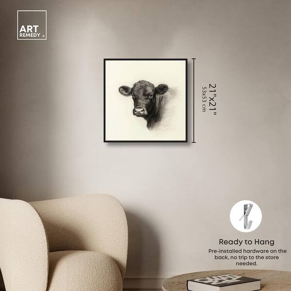 dimension image slide 16 of 24, Darkness in Detail of Cow Canvas Animal Art Prints by Art Remedy