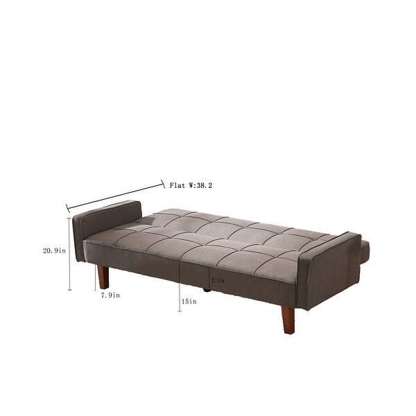 Linen Sofa Bed with Solid Wood Frame and Legs for Living Room - Bed ...