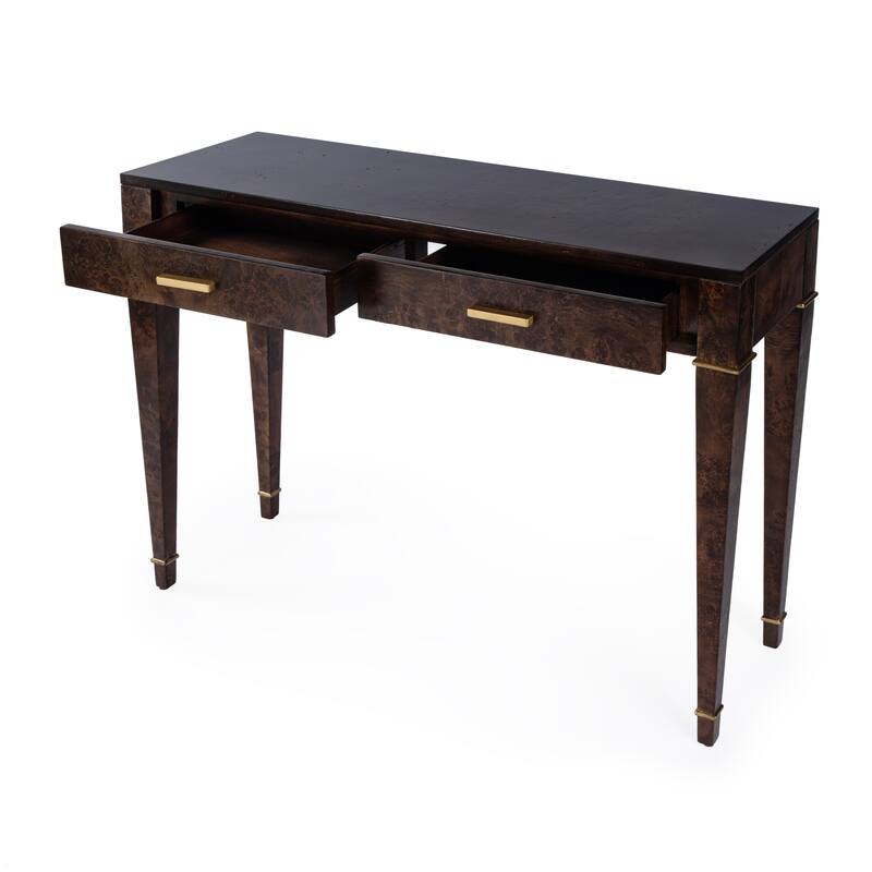 Kai 2 Drawer 46" Burl Wood Console Table