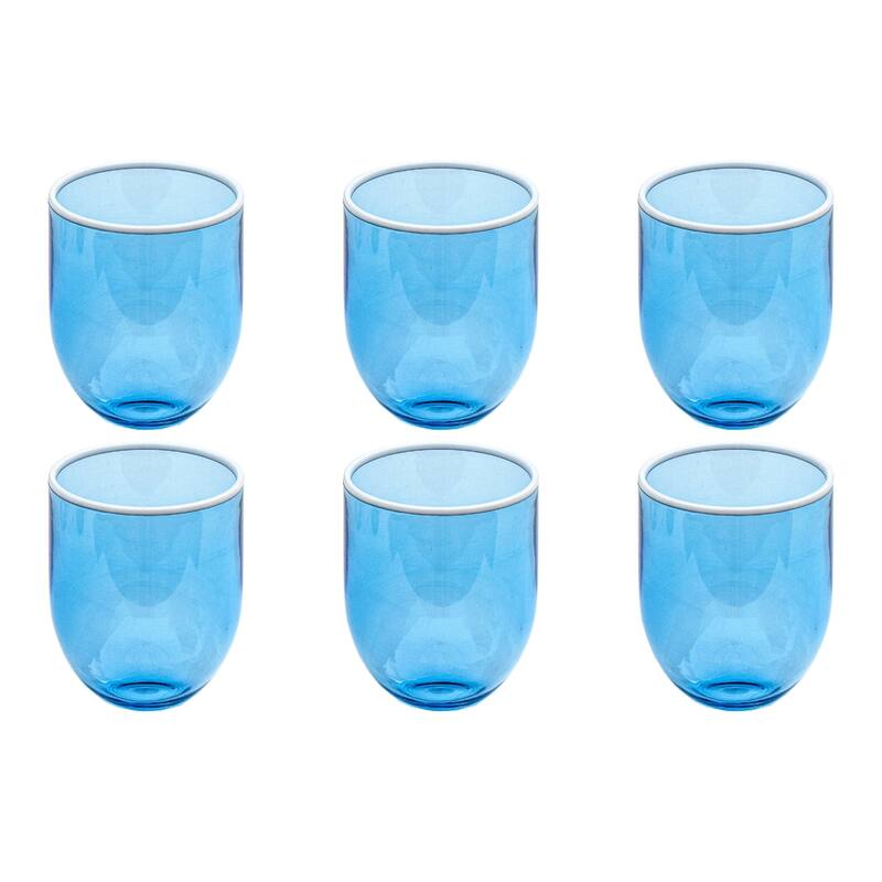 Abode Homewares Contrast Acrylic Stemless Wine Glass - Blue - 15 oz - Set of 6 - Blue