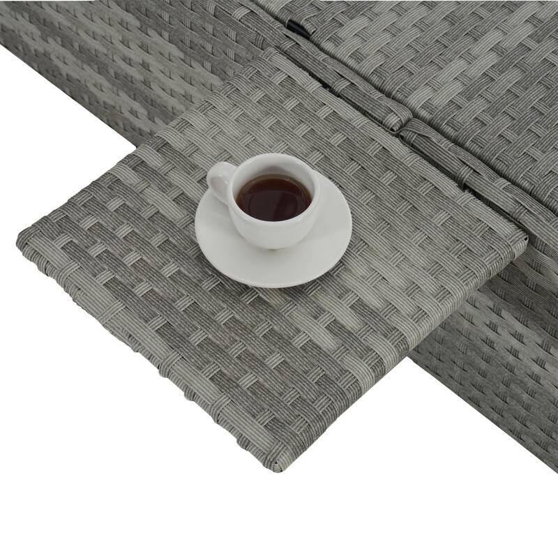 Set of 2 Outdoor Rattan Chaise Lounge with Adjustable Backrest