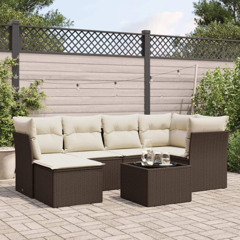 vidaXL Garden Sofa Set Brown PE rattan, powder-coated steel, tempered glass - 27.2 x 24.4 x 93.3
