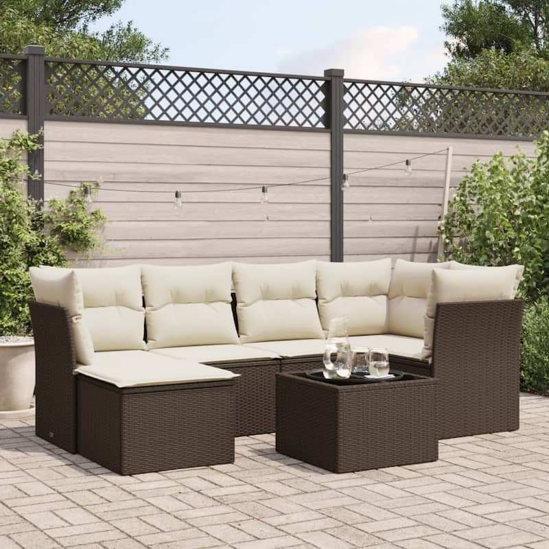 vidaXL Garden Sofa Set Brown PE rattan, powder-coated steel, tempered glass - 27.2 x 24.4 x 93.3