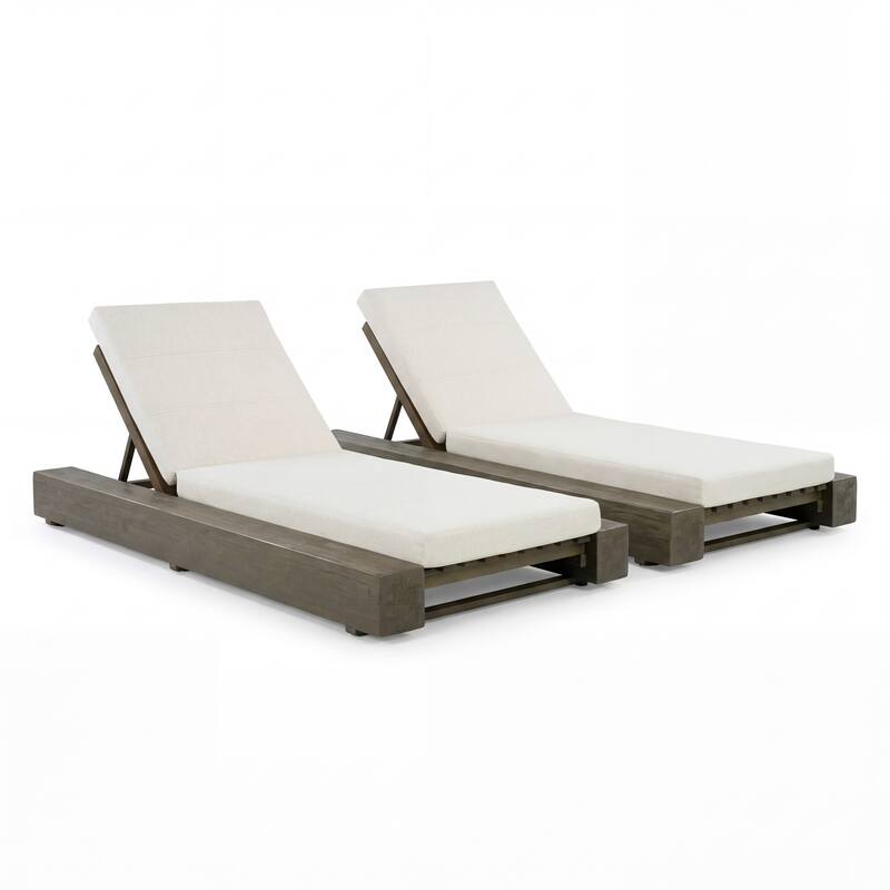 Christopher Knight Home - Amedea Outdoor Acacia Wood Chaise Lounge with Adjustable Backrest & Water-Resistant Cushion