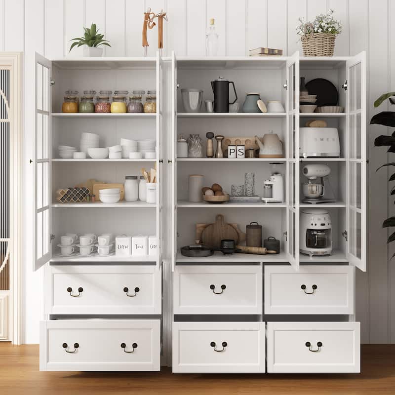 Modular Glass Doors Display Cabinet Combo Bookcase Home Office Pantry