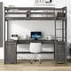 preview thumbnail 3 of 34, Wood Loft Bed with U-haped Desk, Kids Lofa Bed Frame with Storage Shelves, Drawers, Ladder, Guardrails