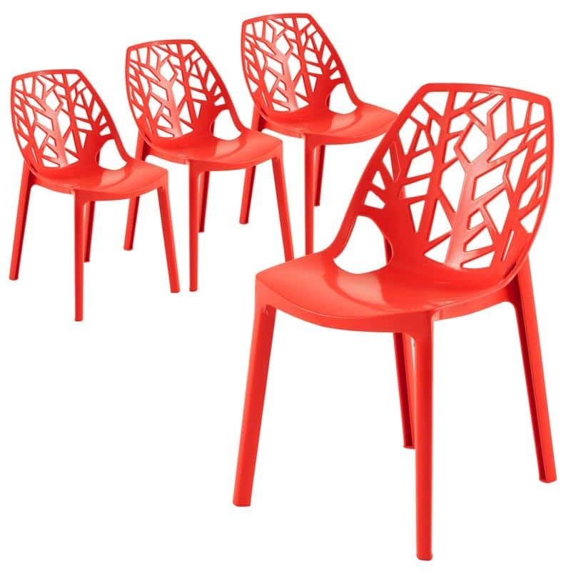 Cornelia Modern Stackable Dining Chair with Cut-out Design Accent Side Chair for Dining rooms, Patios, or Kitchens (Set of 4)