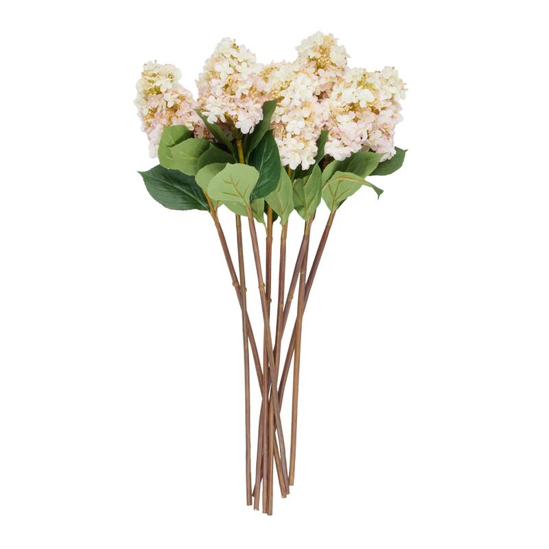 Pink Faux Foliage Tall Hydrangea Artificial Flower Stem (Set of 8)