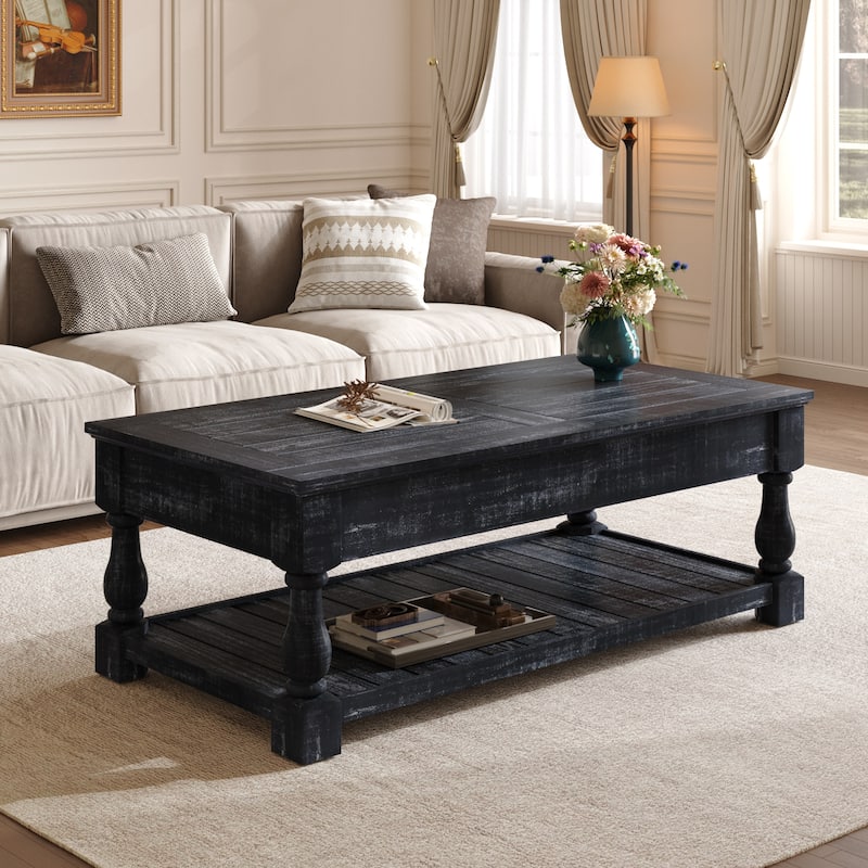 GDF Studio - Farmhouse Wooden Lift-Top Coffee Table with Storage