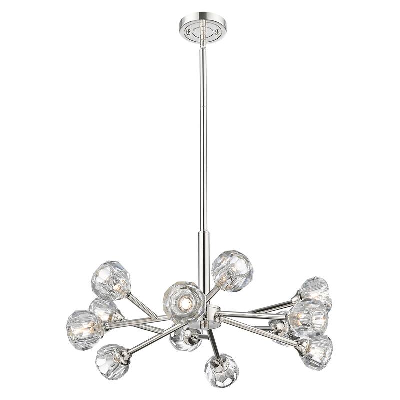 Innovations Lighting Downtown Urban - Aurora - 12 Light 24" Stem Hung Chandelier - Polished Nickel, Clear
