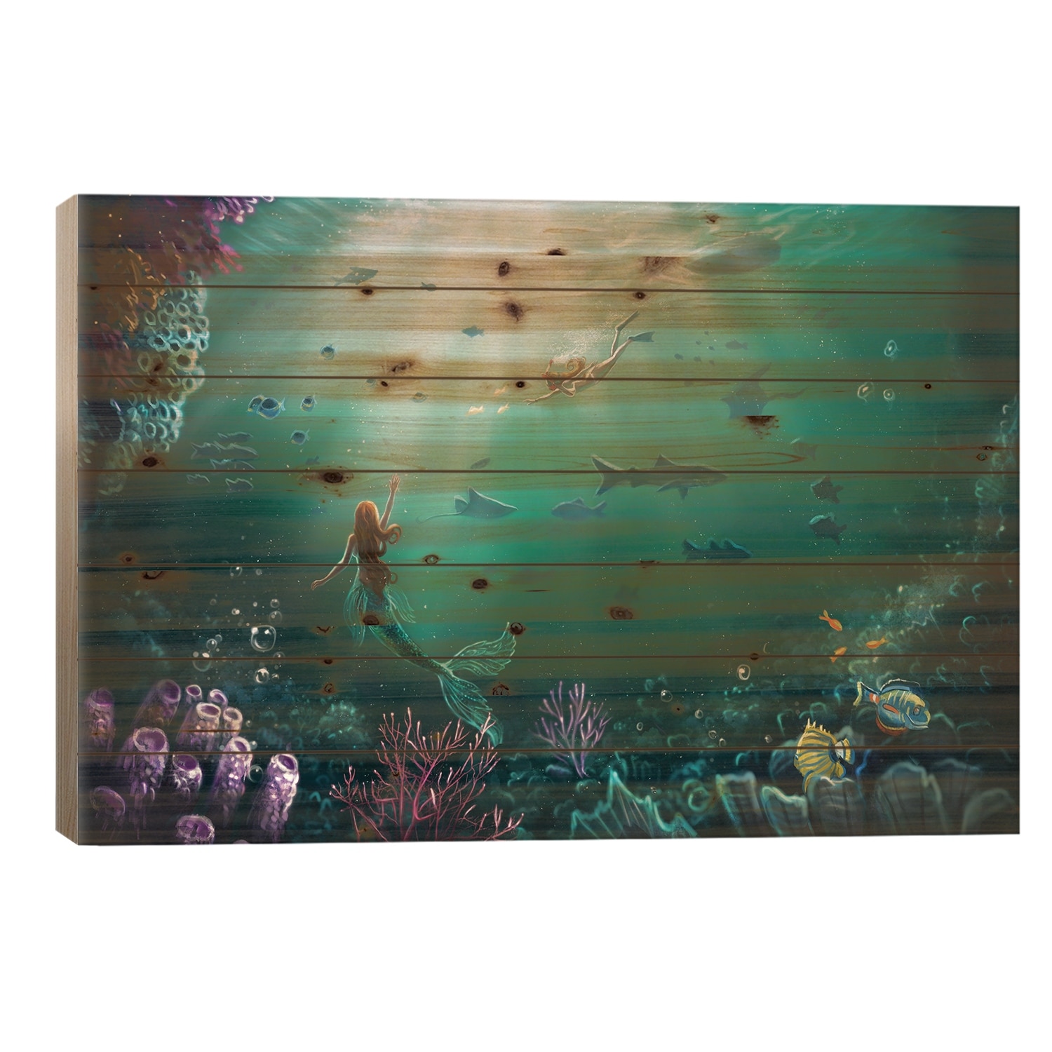 Enchanted Bay Print On Wood by Anastasia Evgrafova - Multi-Color