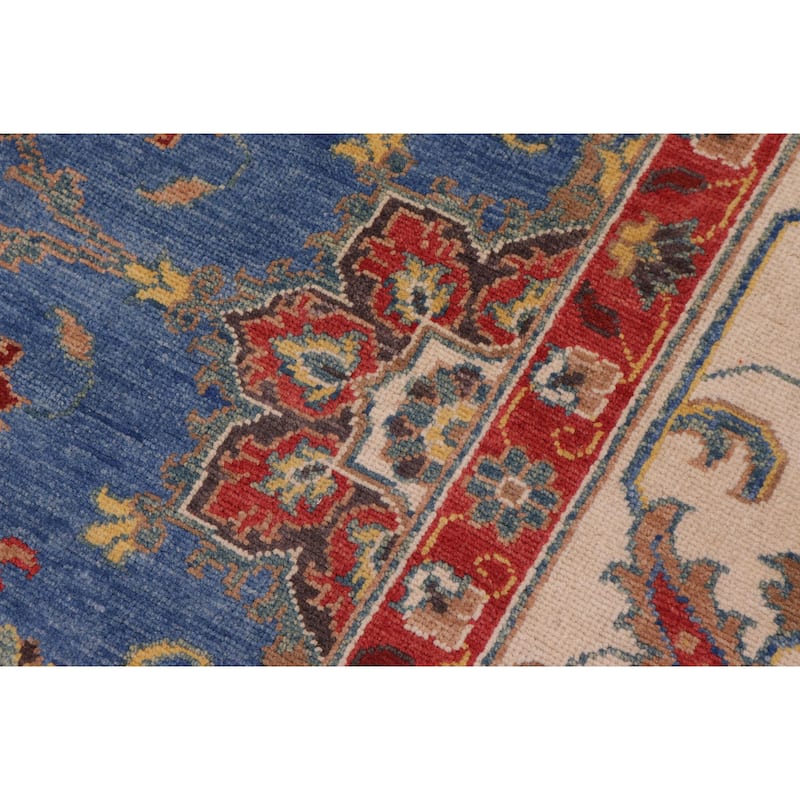Rustic Kazak Caden Blue/Beige Wool Rug - 10'8'' x 14'2''