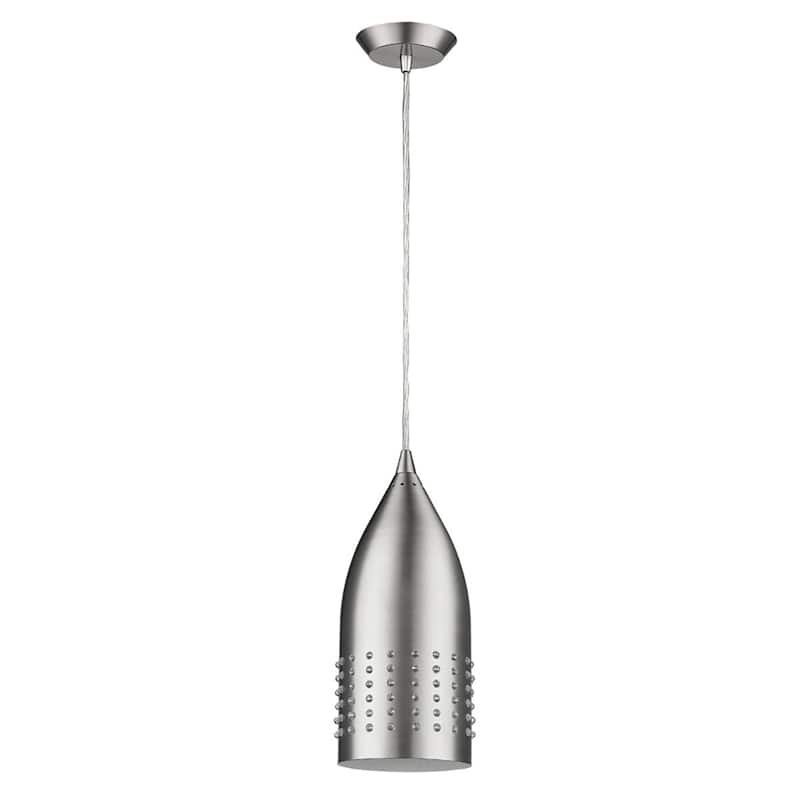 HomeRoots Silver Hanging Light with Glass Studs - 4.5' X '11' X '4.5