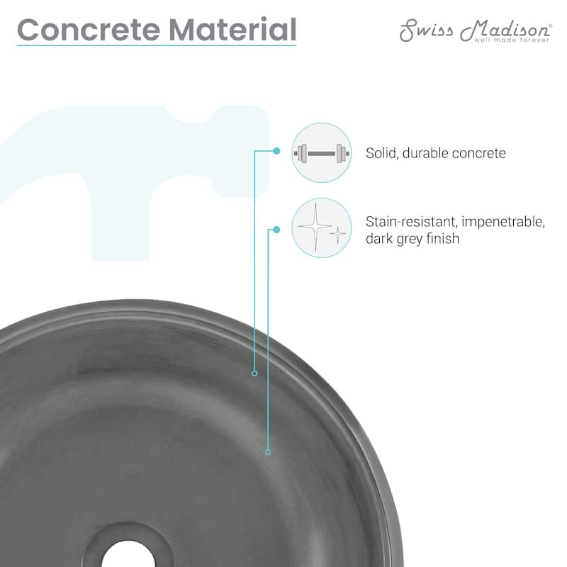 Lisse 17.5” Round Concrete Vessel Bathroom Sink in Dark Grey
