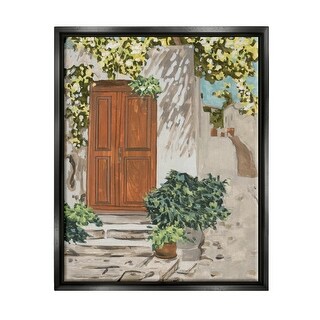 Stupell Cottage Doorway Botanicals Framed Floater Canvas Wall Art ...